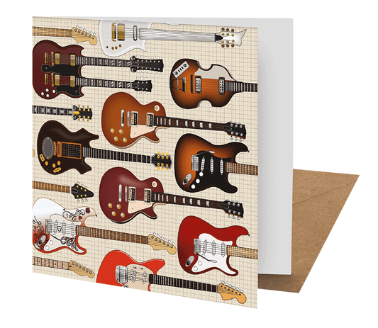 Vinyl Inspired Greeting Card – Iconic Guitars Design