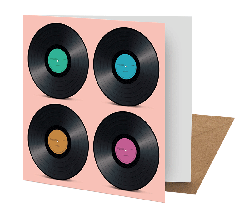 Iconic Retro Vinyl Record Greeting Card 15cm — Blank Music Card ...