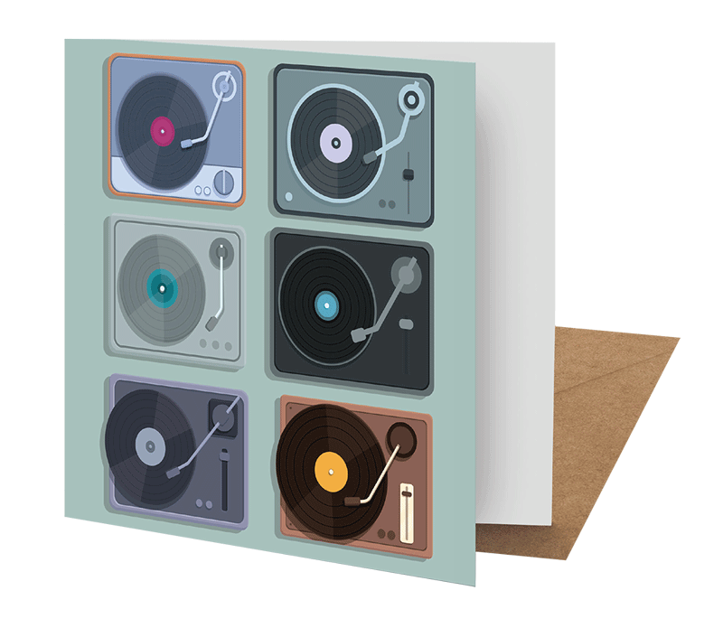 Vinyl Inspired Greeting Card – Retro Turntable Design