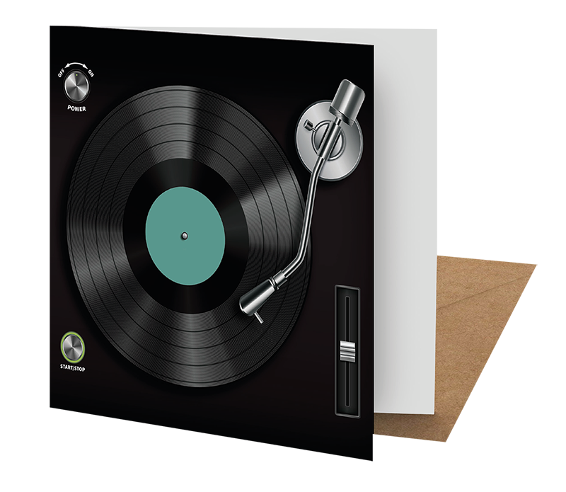 Vinyl Inspired Greeting Card – Classic Turntable Design