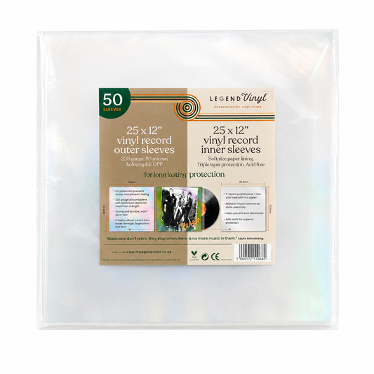 12″ Vinyl Record Sleeve Mixed Pack – 25 Rice Paper Inner & 25 Holographic Outer Sleeves