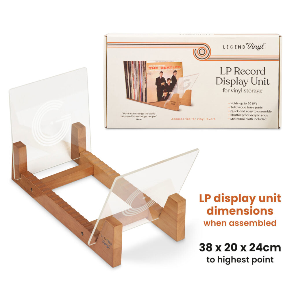 Record Display Shelf Unit in Vintage Oak with Acrylic Ends