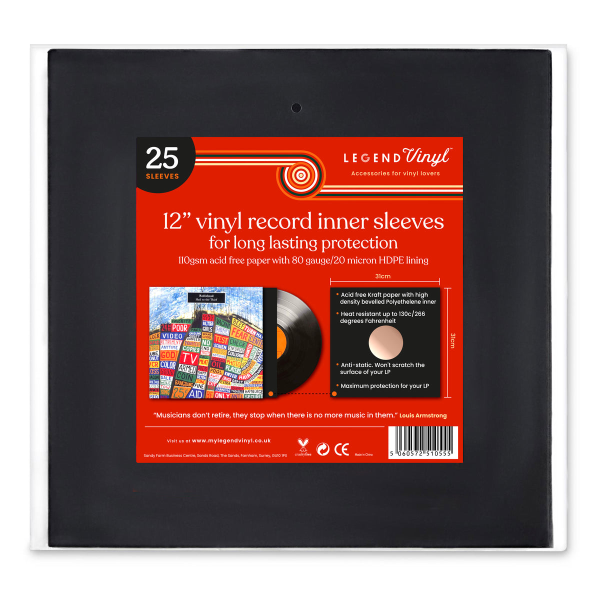 25 Premium 12" Anti-Static Paper Inner Sleeves with HDPE Lining – Black