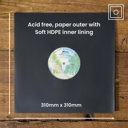 25 Premium 12" Anti-Static Paper Inner Sleeves with HDPE Lining – Black