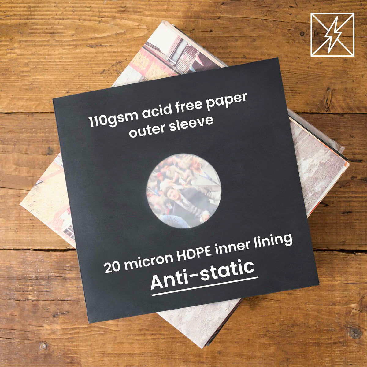 25 Premium 12" Anti-Static Paper Inner Sleeves with HDPE Lining – Black