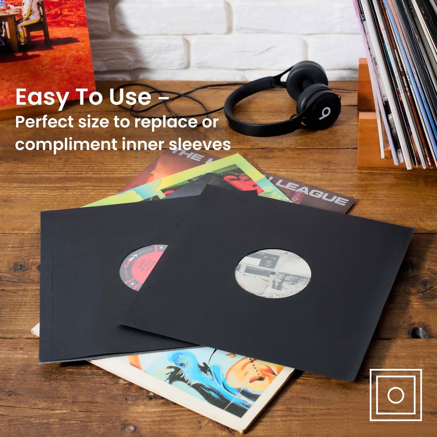 25 Premium 12" Anti-Static Paper Inner Sleeves with HDPE Lining – Black