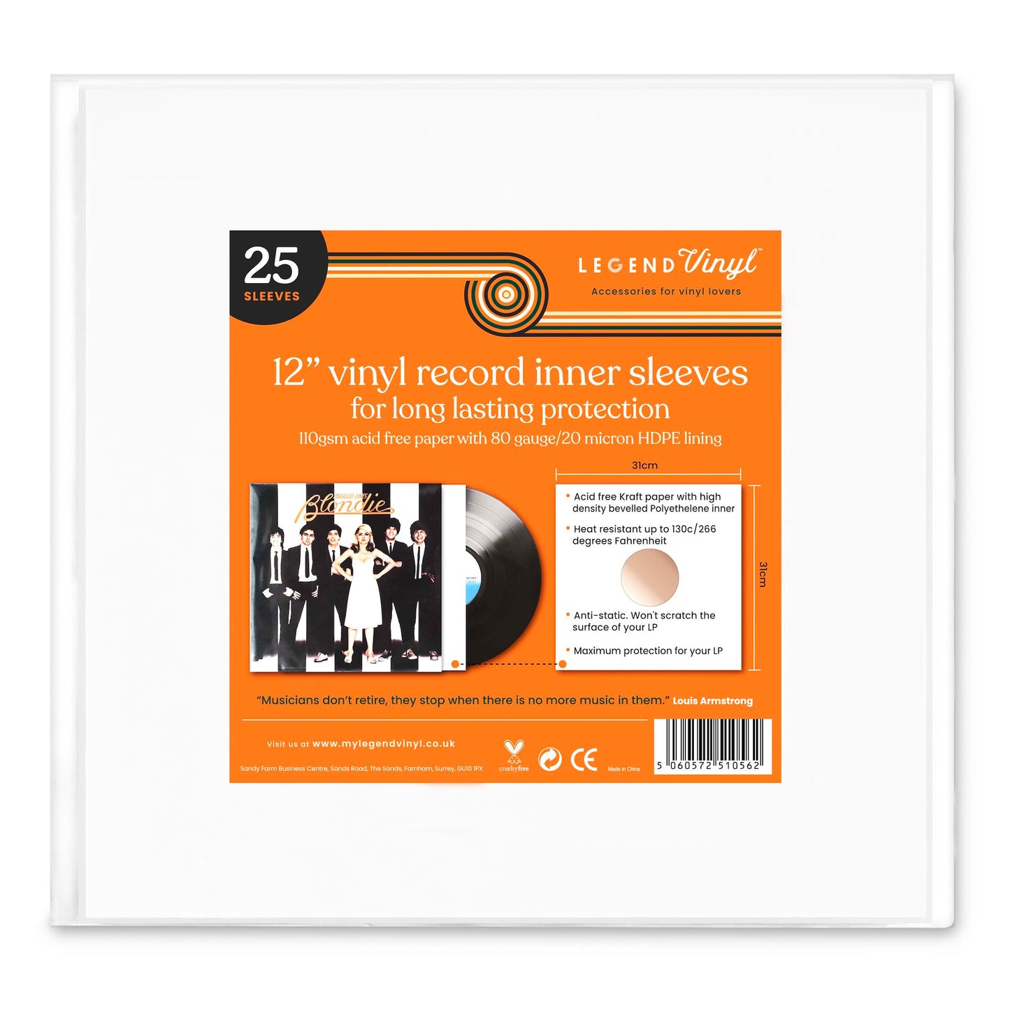25 Premium 12" Anti-Static Paper Inner Sleeves with HDPE Lining – White