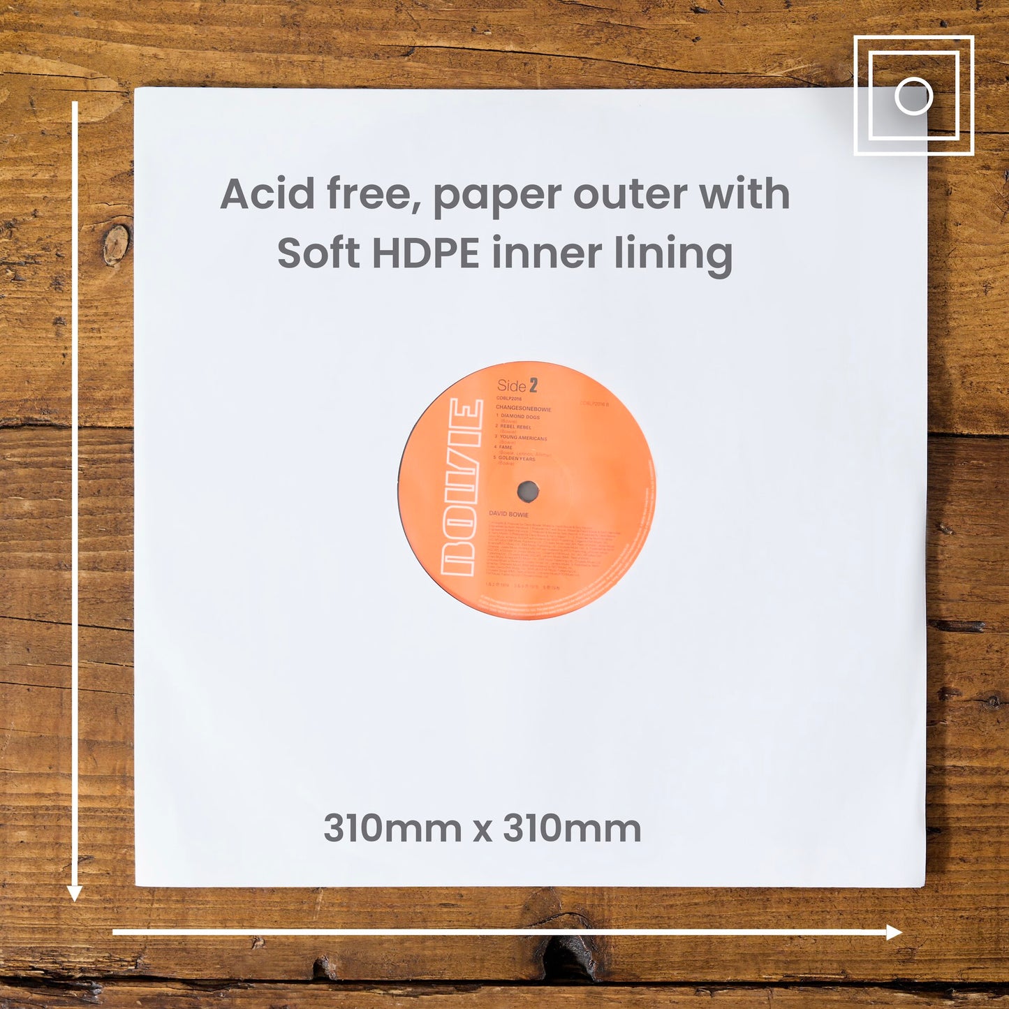 25 Premium 12" Anti-Static Paper Inner Sleeves with HDPE Lining – White