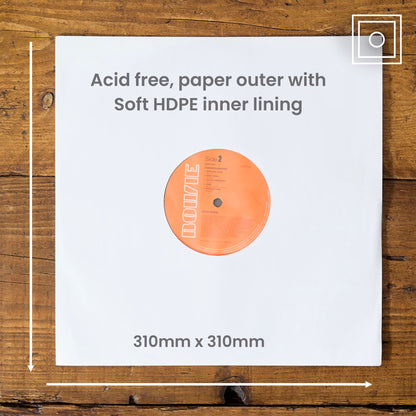 25 Premium 12" Anti-Static Paper Inner Sleeves with HDPE Lining – White