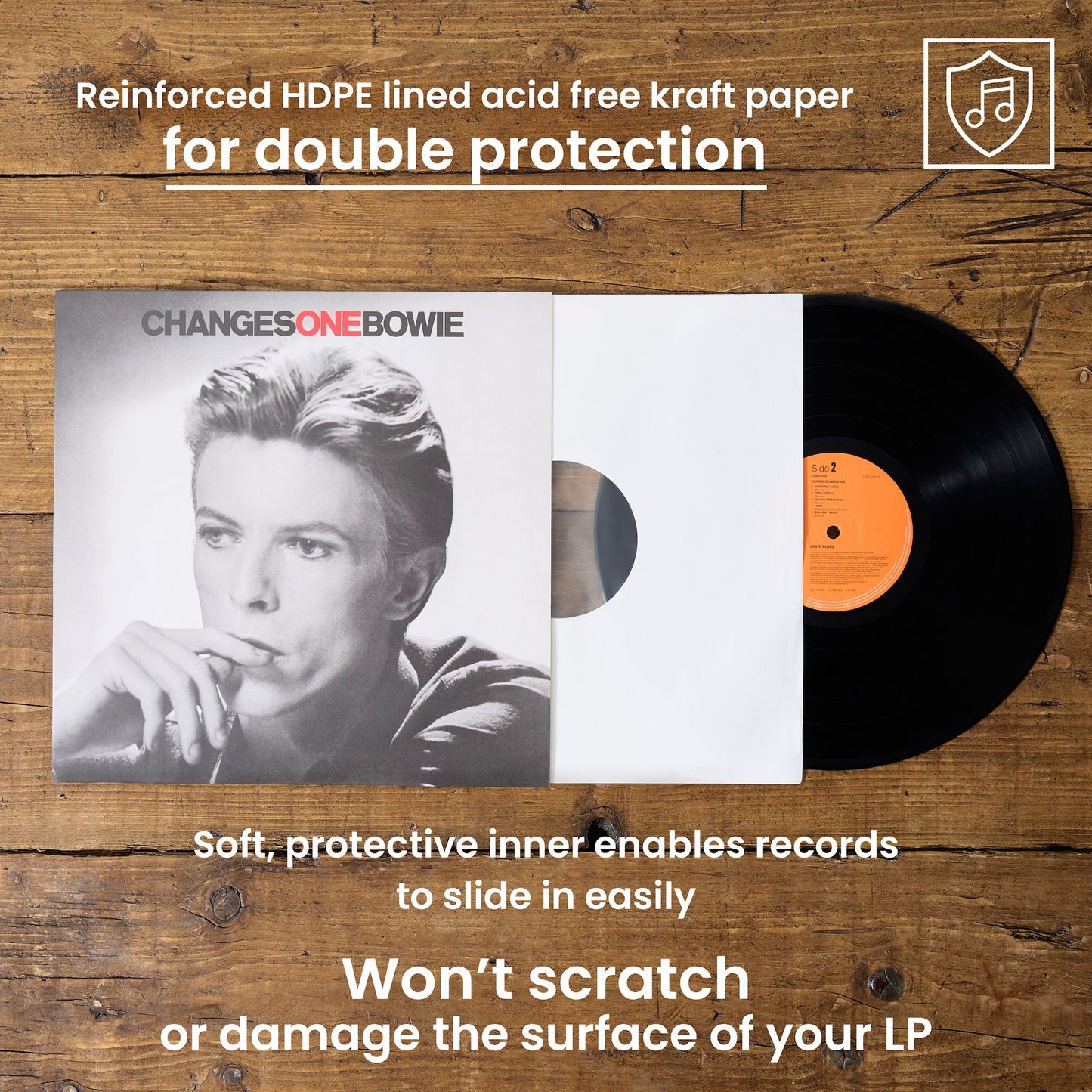 25 Premium 12" Anti-Static Paper Inner Sleeves with HDPE Lining – White