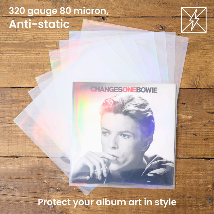 12″ Vinyl Record Outer Sleeves – Retro Holographic Effect – Pack of 25