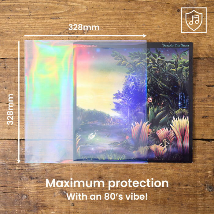 12″ Vinyl Record Outer Sleeves – Retro Holographic Effect – Pack of 25