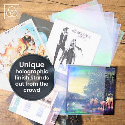 12″ Vinyl Record Outer Sleeves – Retro Holographic Effect – Pack of 25