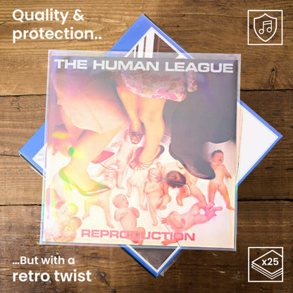 12″ Vinyl Record Outer Sleeves – Retro Holographic Effect – Pack of 25