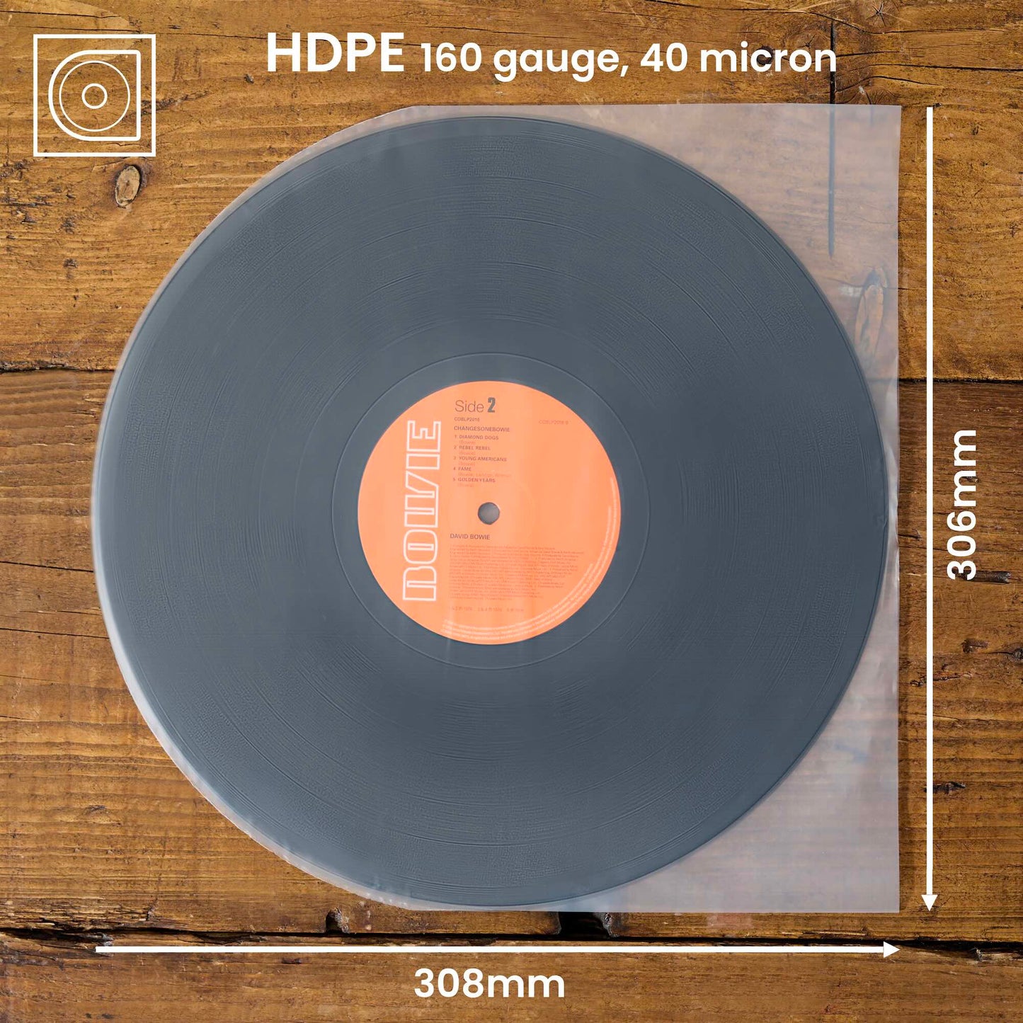 Premium 12" Curved Base HDPE Inner Record Sleeves (40 Micron) – Pack of 25