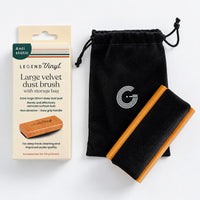 Large Velvet Record Brush with Wooden Handle & Storage Bag