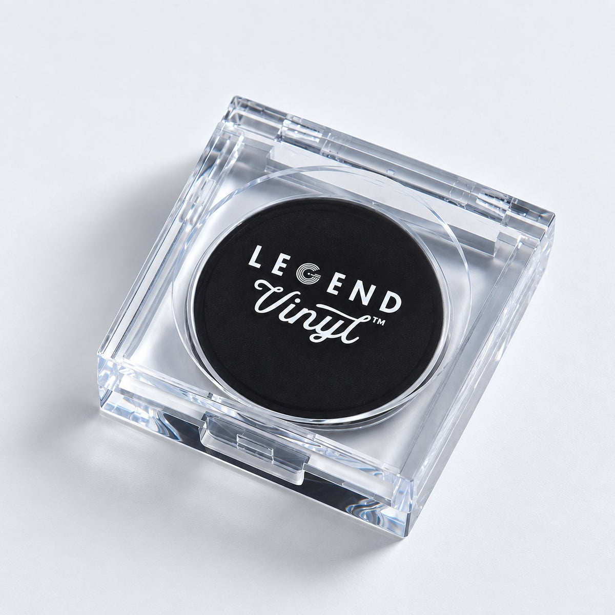Legend Vinyl stylus cleaning gel in a clear acrylic flip-top case
