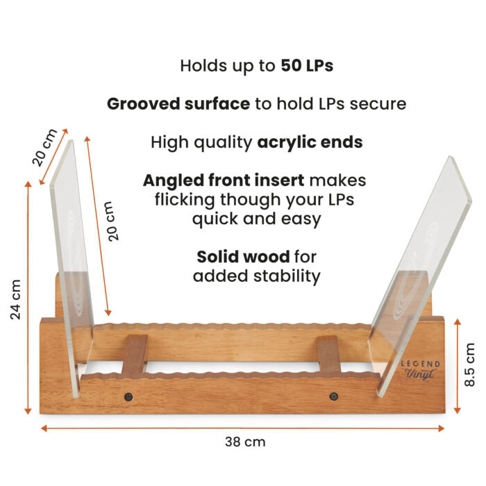 Record Display Shelf Unit in Vintage Oak with Acrylic Ends