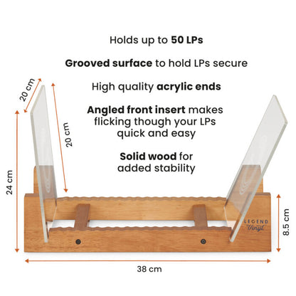 Record Display Shelf Unit in Vintage Oak with Acrylic Ends