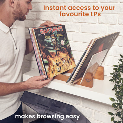 Record Display Shelf Unit in Vintage Oak with Acrylic Ends