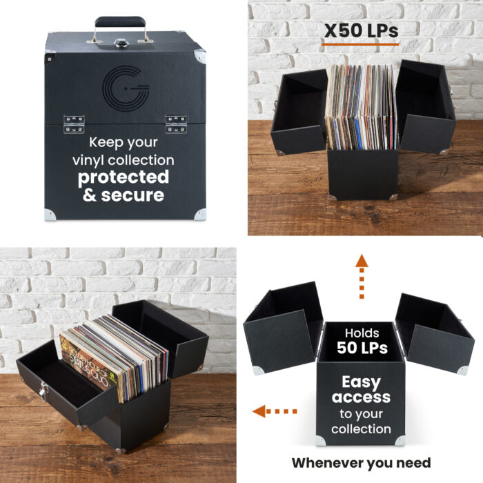 LP Storage Case With Double Hinged Flaps