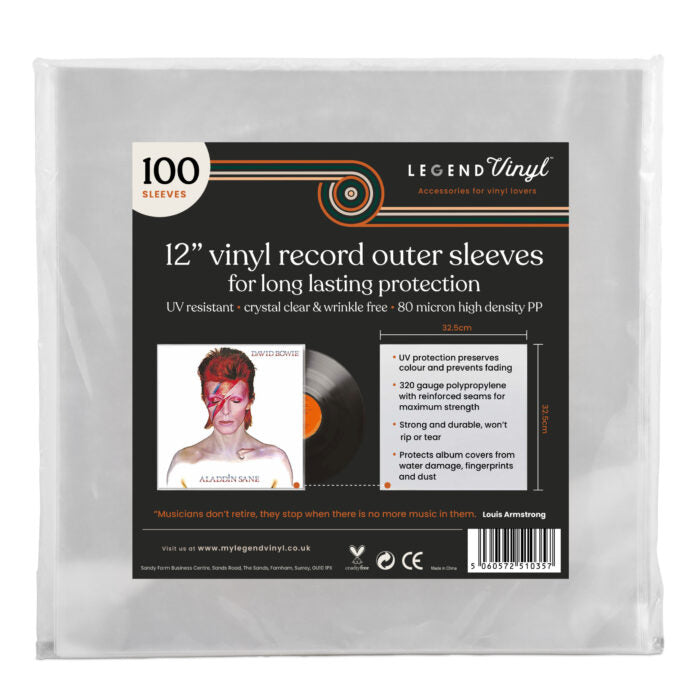 100 12″ LP Sleeves For Vinyl Records — Polypropylene Sleeves — Legend Vinyl