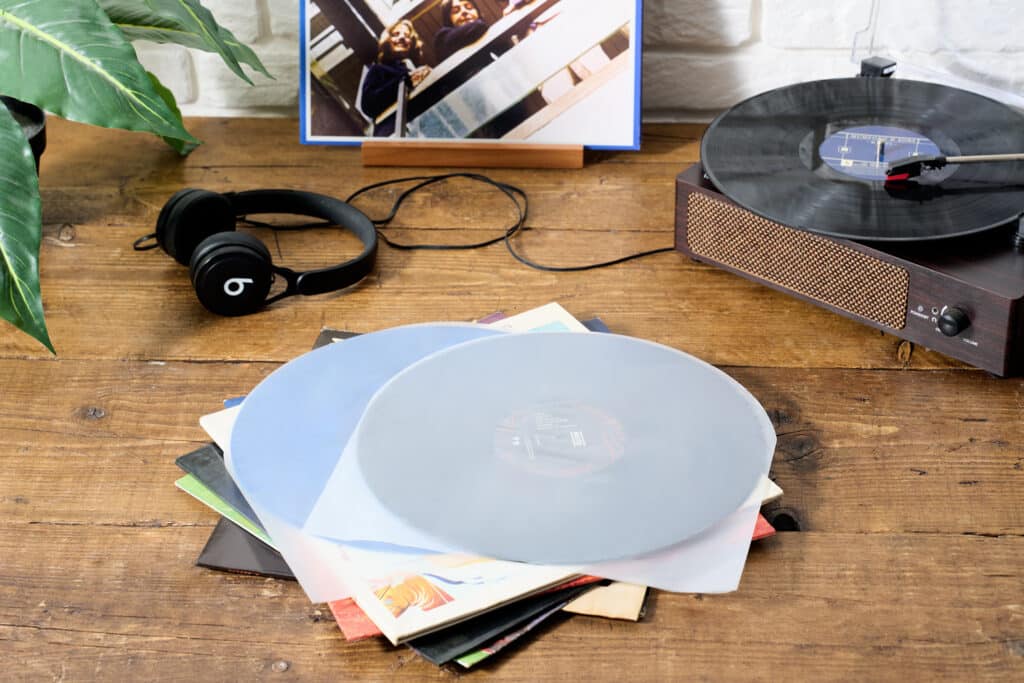 12″ HDPE Inner Record Sleeves With Curved Base – Pack of 50 — In Use — Legend Vinyl