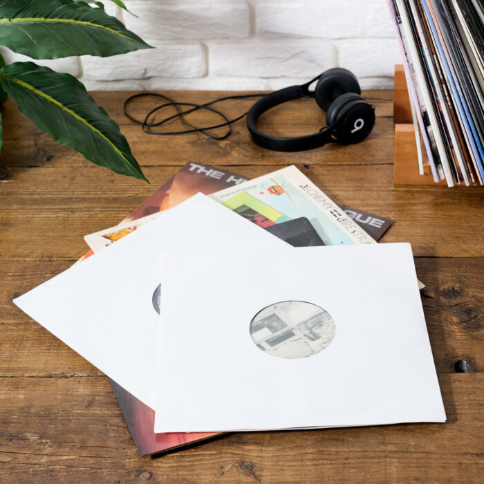 12″ Paper Inner Record Sleeves with HDPE Bag lining – Pack of 25 Sleeves – White