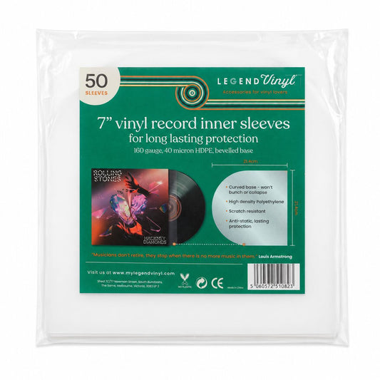 50 Curved-Base Inner Sleeves for 7″ Vinyl Records