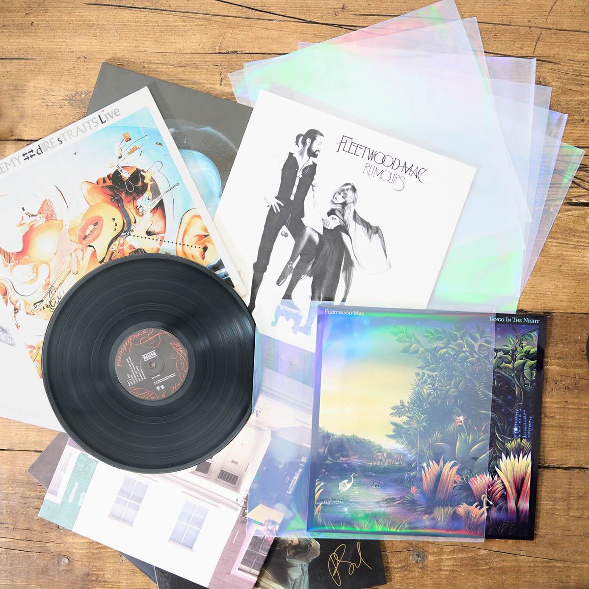 12″ Vinyl Record Sleeve Mixed Pack – 25 Rice Paper Inner + 25 Holographic Outer Sleeves (50)