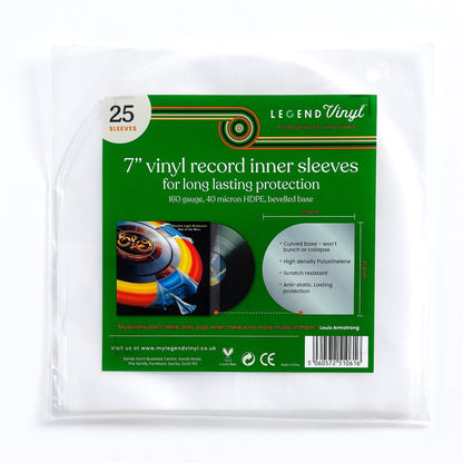 25 Curved-Base Inner Sleeves for 7″ Vinyl Records