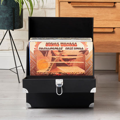 Legend Vinyl black record storage case with hinged lid