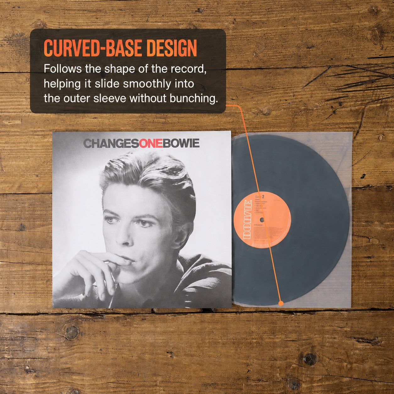 Premium 12" Curved Base HDPE Inner Record Sleeves (40 Micron) – Pack of 25