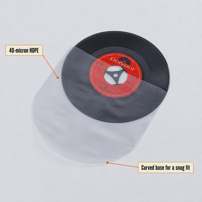 50 Curved-Base Inner Sleeves for 7″ Vinyl Records