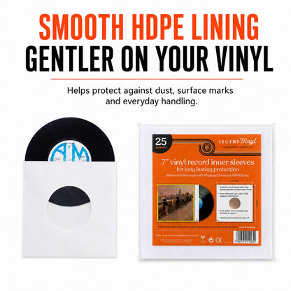 White Kraft Paper Lined 7" Vinyl Inner Sleeves – Pack of 25