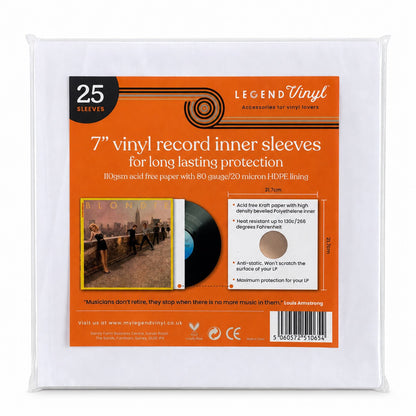 White Kraft Paper Lined 7" Vinyl Inner Sleeves – Pack of 25