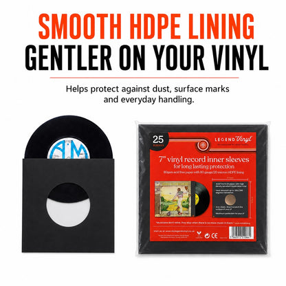 Black Kraft Paper Lined 7" Vinyl Inner Sleeves – Pack of 25