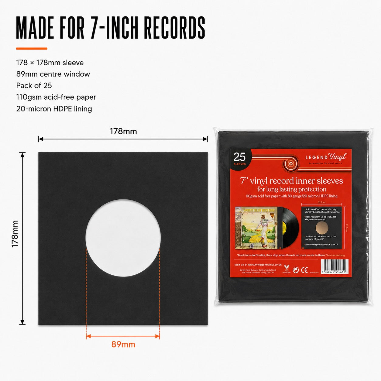 Black Kraft Paper Lined 7" Vinyl Inner Sleeves – Pack of 25