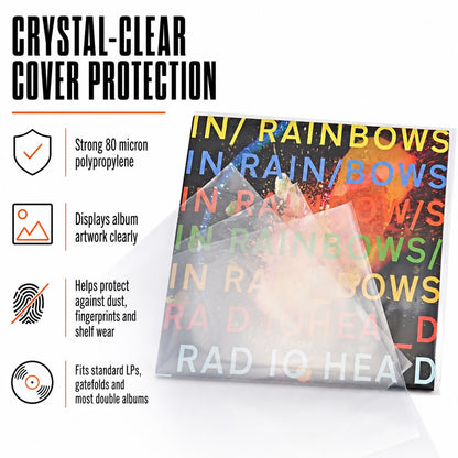 12″ Vinyl Record Sleeve Mixed Pack – 50 Curved-Base Inner + 50 Clear Outer Sleeves