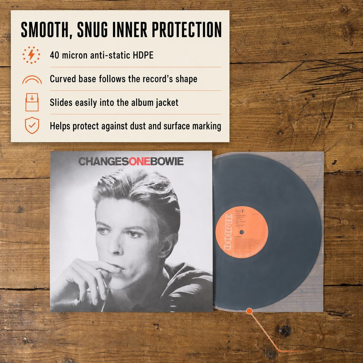 12″ Vinyl Record Sleeve Mixed Pack – 50 Curved-Base Inner + 50 Clear Outer Sleeves