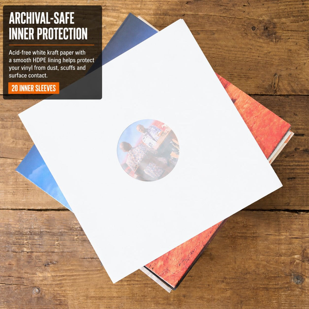 12″ Vinyl Record Sleeve Mixed Pack – 20 White Inner + 20 Clear Outer Sleeves (40)