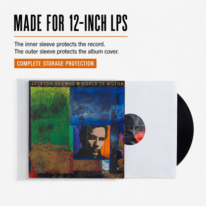 12″ Vinyl Record Sleeve Mixed Pack – 20 White Inner + 20 Clear Outer Sleeves (40)