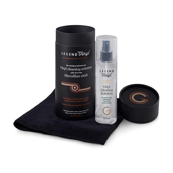 Professional Grade Vinyl Record Cleaning Solution and Microfibre Cloth Set