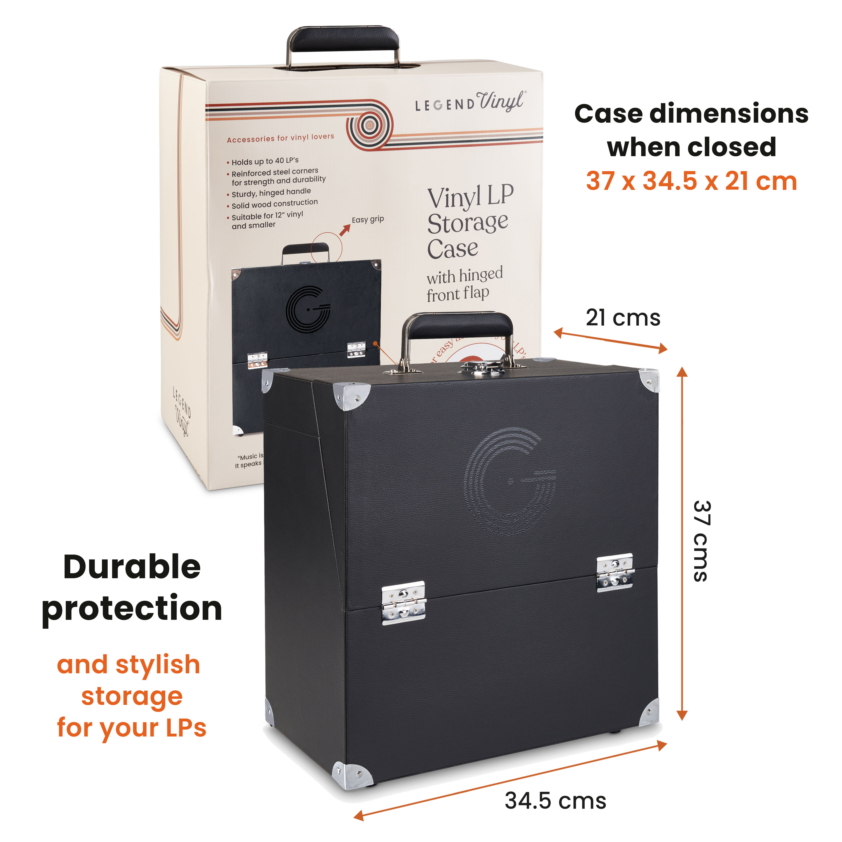 Vinyl Record Storage Case by Legend Vinyl. Holds up to 35 LPs. Flight