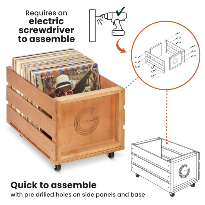 Legend Vinyl Record LP Crate Wooden On Wheels