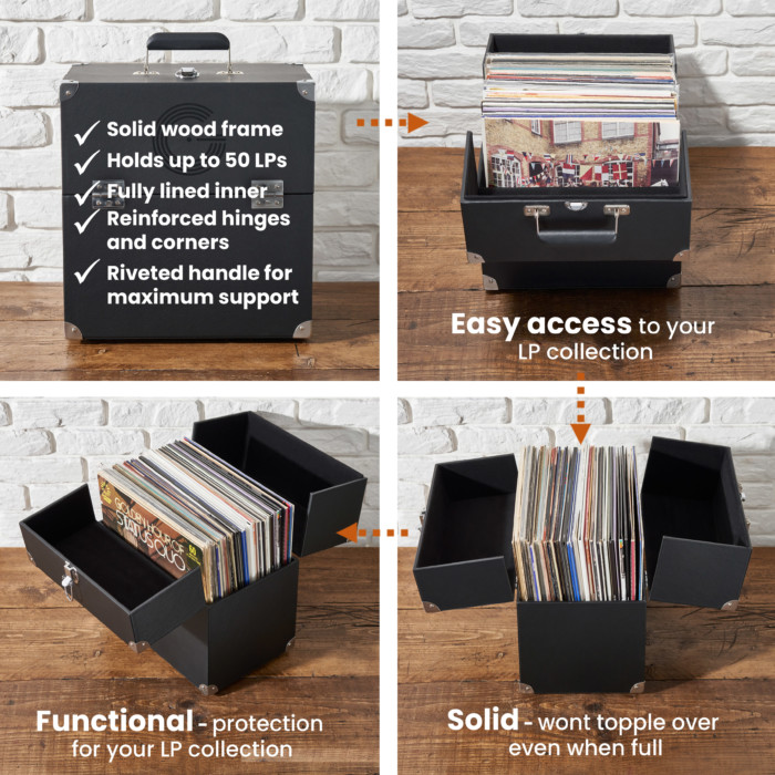 LP Storage Case With Double Hinged Flaps