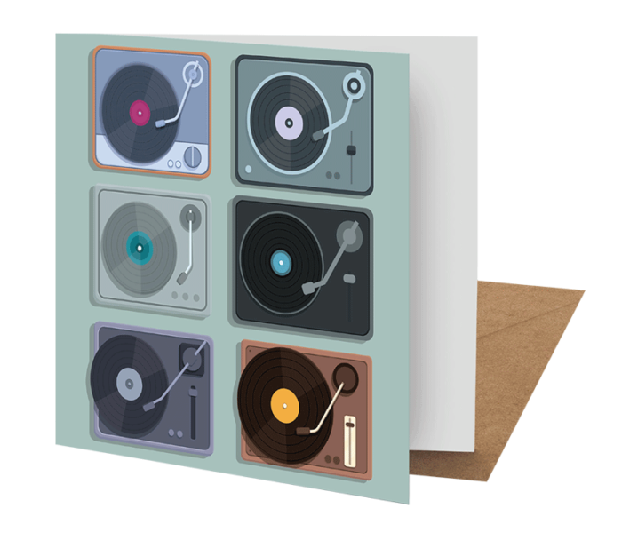 Vinyl Inspired Greeting Card - Retro Turntable Design