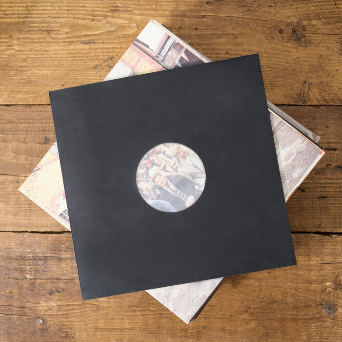 12" Paper Inner Record Sleeves with HDPE Bag lining - Pack of 25 Sleeves - Black